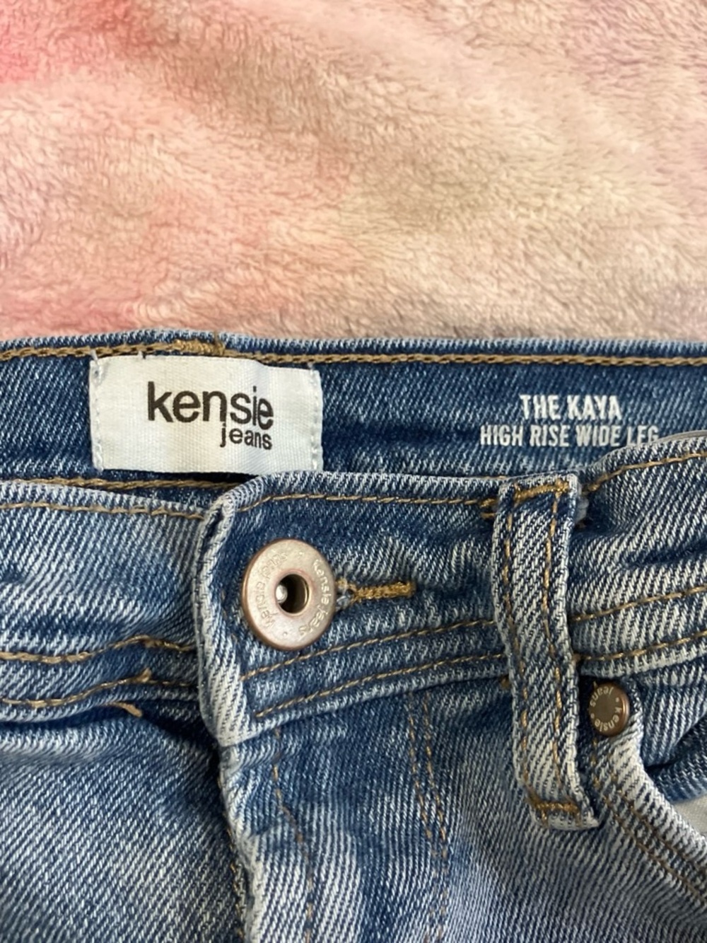 kensie The Kaya High Rise Wide Leg Jeans — Light Blue
